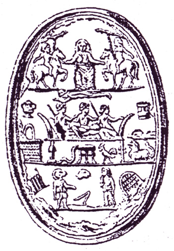 seated goddess with riders