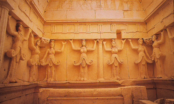 relief with multiple goddess figures standing