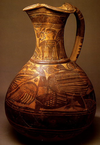 jug with painted winged goddess