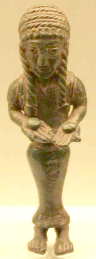 woman holding round offerings in her outstretched hands