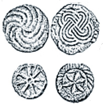 spirals and rosettes on stones