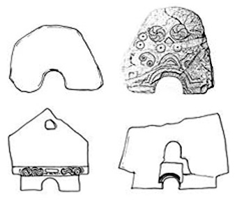 more pedras formosas, one plain, the next of archaic type resembling pictish art
