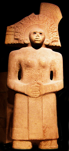 The Huastecs sculptured a large number of female monuments in stone, in eastern Mexico