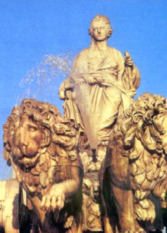 recent fountain sculpture of Kybele and her lions