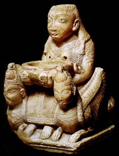 alabaster goddess seated with basin held before her breasts