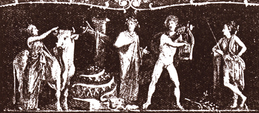 scene with omphalos of delphi