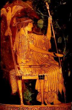 painted vase with enthroned Hera