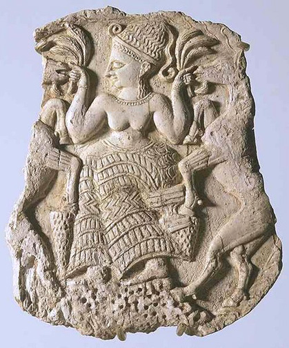 goddess surrounded by rampant goats