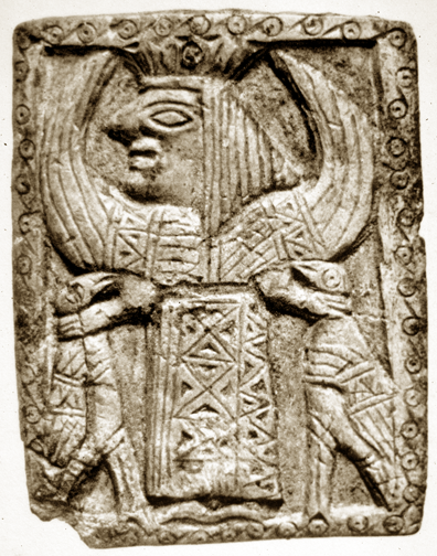 winged goddess with crown in rude style