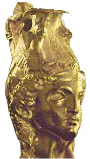 another woman-headed gold vessel