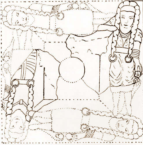 drawing of the damitas as found laid in quadrant shape