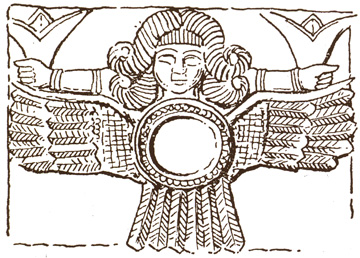 lady with wings and lotuses